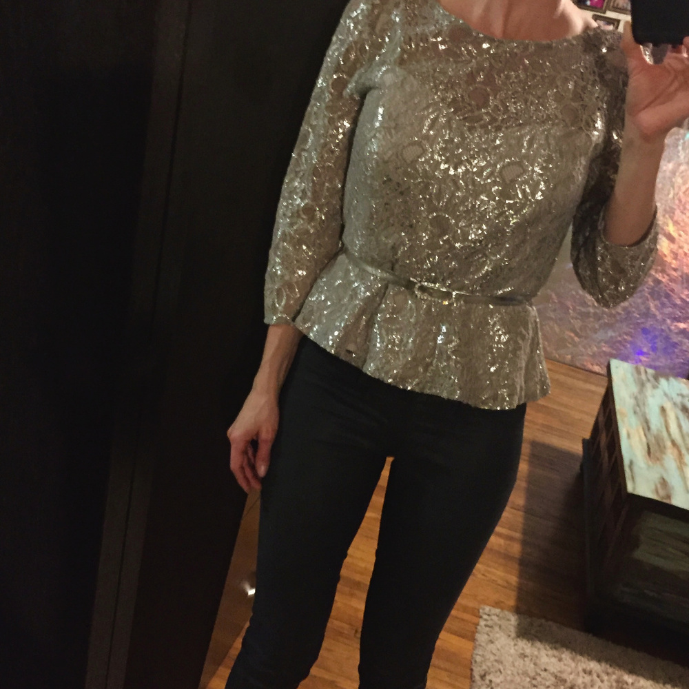 KM Collections by Milla Bell Shimmer top w belt 6